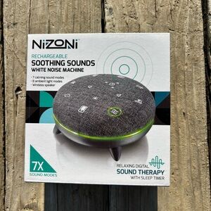 Rechargeable Gray White Noise Machine - Soothing Sounds & Sleep Timer